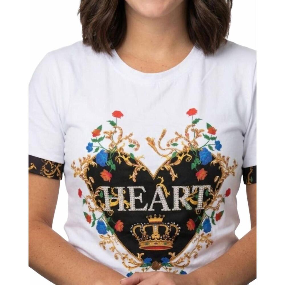 NEW AZI darla heart of luxe top in white multi